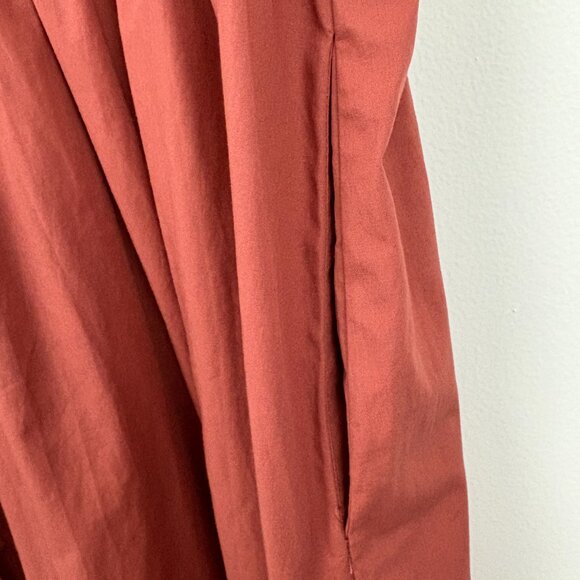NWT MAYE Harper Shirtdress Size L Cinnamon Midi Cotton Poplin Cap Sleeve Pockets - Picture 9 of 15